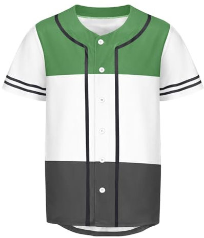 ILmira Herren-Baseball-T-Shirt, Palästina-Flagge, Button-Down-Trikot, Hipster, Hip-Hop-T-Shirt, mehrfarbig, XL