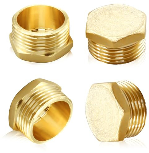 4Pcs Garden Hose Cap, Brass Garden Hose Plug Faucet Cap, Outdoor Faucet Cap 3/4 Inch Hose End Plug Spigot Cap, Garden Hose Caps and Plugs Male Spigot, Hose End Replacement