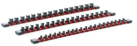 XPOtool Steckschlüssel Organizer 3 Stk. Halterung aus Aluminium für 54 Steckschlüssel 1/2, 1/4 und 3/8 Ratsche Clips Werkzeug