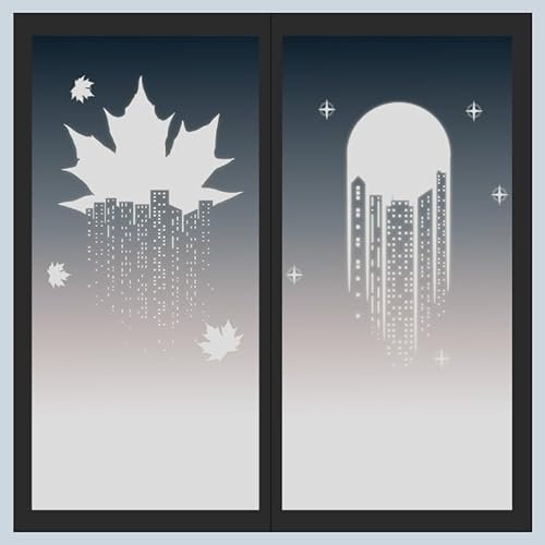 Vinilos para Cristales Hoja De Arce Blanca Vinilo Adhesivo Cristal Privacidad Vinilo Ventana Vinilo Translucido para Ventanas Vinilo para Ventanas Vinilo Autoadhesivo Cristal 50x200cm/2 Pcs