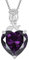 JO WISDOM Collier Rose Coeur Argent 925/1000 Femme,Collier Pendentif AAA Oxyde de Zirconium Pierre de naissance de Février Couleur Améthyste pour les femmes mère femme