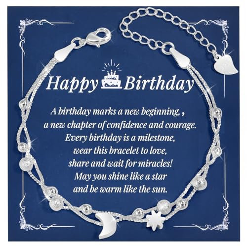 CheersLife Geschenke für Frauen Mädchen Armband Damen Silber 925 Sonne Mond Armband Geburtstags Geschenk für Sie Mutter Tochter Schwester Freundin Freundschaft Nichte Teenager