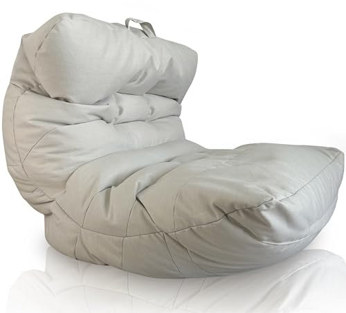 Aiire XXL Sitzsack Outdoor Modern - Riesen Bean Bag Chair mit Füllung für Garten und Pool - Bodenkissen Grob, Bodenstuhl - Gaming Sitzsäcke für Kinder und Erwachsene Beige