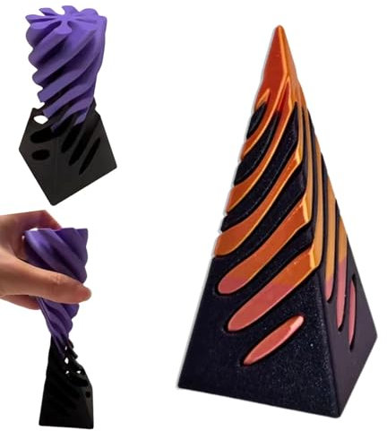 Impossible Pyramid Passthrough Sculpture,3D Printed Spiral Cone Toy,Pass Through Pyramid Fidget Toy, Egyptian Pyramid Display Statue,Stress Relief Desk Toy (#1)