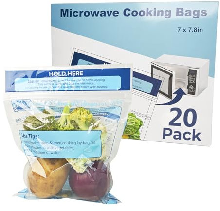20 Pack Steam Cooking Bags - Microwave Steamer Bags for Vegetables, Seafood and Meat - Microwave and Freezer Safe
