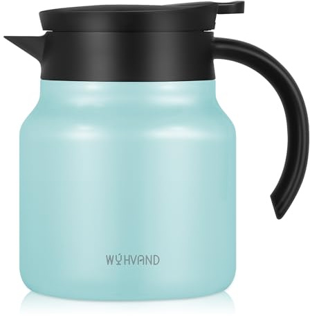 WYHVAND 800ml Thermal Coffee Carafe, Stainless Steel Insulated Jug, Blue | Thermal Jug Keeps Drinks Hot or Cold, Dustproof & Leakproof Lid, One-Handed Push-Button Pouring for Home, Office & Gifting
