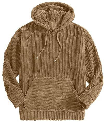 Herren Hoodie Cord Feste Farbe Mit Kapuze Tasche Sweatshirt Loose Pullover Top, Langarmshirt Warm Und Bequem, Kapuzenpullover Lässige Modische, Oberteile Klassisch Aus Hochwertiger