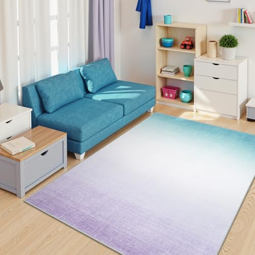 LIVEBOX Moderner Ombré-Teppich für Schlafzimmer, 12,7 x 17,8 cm, waschbarer Teppich für Wohnzimmer, niedlich, weich, rutschfest, abstrakt, für Kinderzimmer