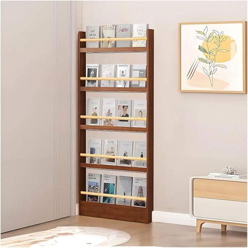 Moubhjd Kinderbücherregal – Schlankes Vertikales Bücherregal,Stufige Stehende Holzregale für Schlafzimmer, Wohnzimmer, Home Office, Aufbewahrung Hinter der Tür(Size：90x10x145cm