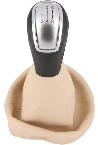 Recambo Schaltknauf + Schaltsack Set 5 Gang passend für Mercedes A-Klasse, Typ W168, 1997-2004, Plug & Play, Auto Schalthebel Schaltmanschette, beige