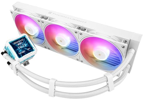 TR-FW PRO 360 ARGB White CPU Water Cooler,3 PWM Fans Water Cooling System with 2000PRM,for AM5&Intel LGA1851/1700,Magnetic Detachable LCD Screen with 320 * 320 Resolution,2.73inch LCD Screen