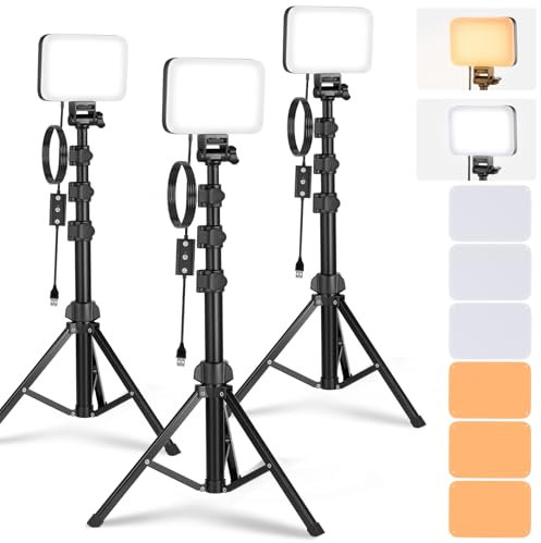 NEEWER BASICS Kit d'éclairage Vidéo LED,3PCS Lampes Studio Portable Bicolore à Intensité Variable avec Trépied et Filtre,3200K~5600K CRI95 750lux pour Photographie Enregistrement Vidéo Streaming, BP66