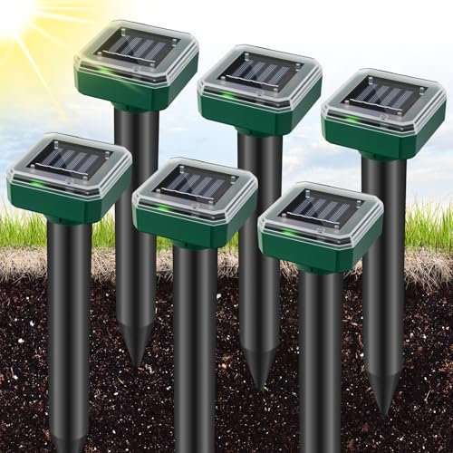 AOUQEE Maulwurf Vertreiber Solar, 6 Stück Ultraschall Maulwurfschreck mit Vibration,Umweltfreundlich & Geräuschlos,Solarbetrieben, Wasserdicht IP65 Maulwurf Vertreiber für Garten, Rasen, Außenbereich