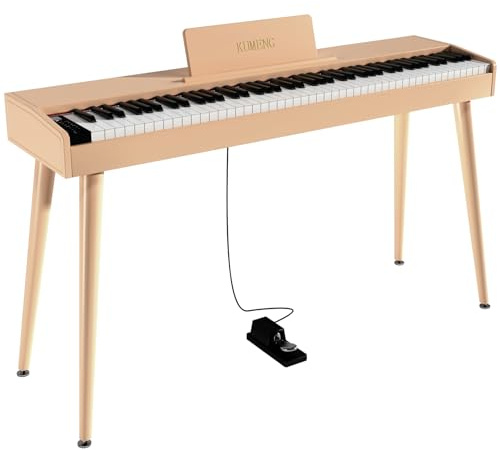 KUMENG Pianoforte digitale a 88 tasti, tastiera semi ponderata, pianoforte elettrico full-size per principianti, con supporto per spartiti, pedale, adattatore di alimentazione, modalità cuffie