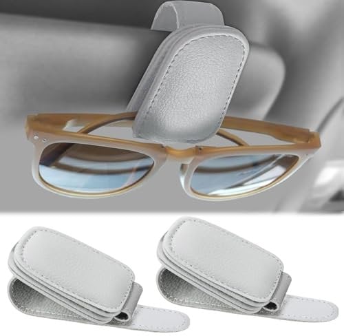 ZPSCXQ 2PCS Sunglasses Holder for Car, Car Sunglasses Holder, Car Glasses Holder, Eyeglass Hanger Clip for Car Sun Visor for Different Size Eyeglasses Ticket Card Clip(Grey)