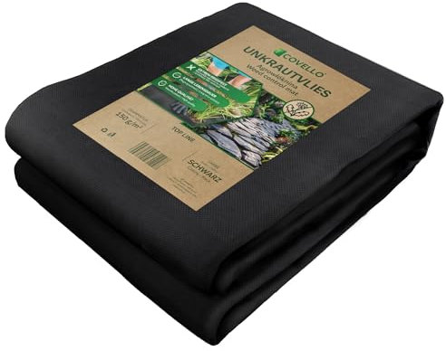 Covello Unkrautvlies 16m² Top Line – Gartenvlies wasserdurchlässig Unkrautschutzvlies Gartenvlies extra stark - Unkrautfolie hohe UV-Stabilisierung (10m x 1,6m) - reißfestes Vlies 150g/m²