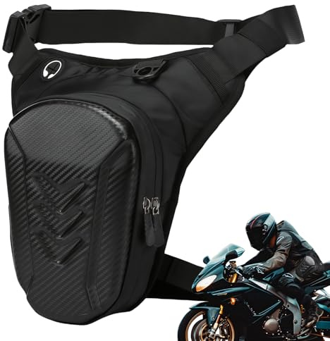 WANDGU Motorrad Beintasche: Motorrad Hüfttasche Männer Frauen, Oberschenkeltasche Motorrad, Bauchtasche Motorrad, Beintasche für Wandern, Reiten, Angeln (Schwarz)