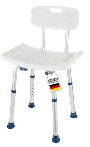 KARAT Duschhocker mit Abnehmbarer Rückenlehne, belastbar bis 150kg, Badhocker Jonah