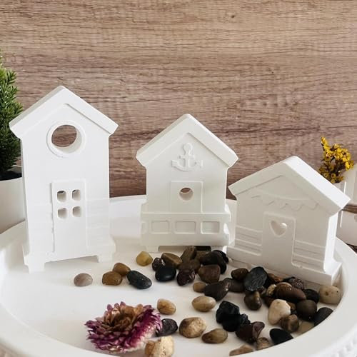 Wikimo 3 Stück Silikonformen Gießformen Haus Sommer, Gießformen Silikon für Häuser Gips Zum Gießen für Kerzen Giessformen Silikon Haus