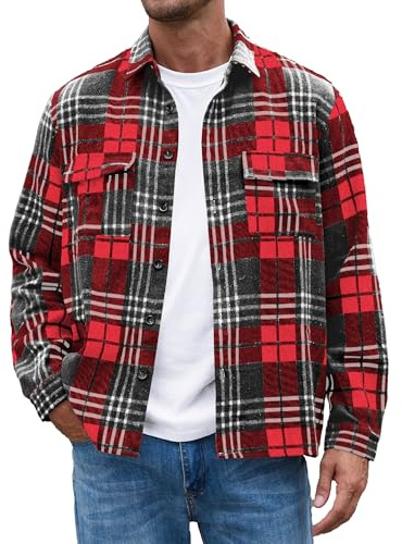 Anelune Flanellhemd Herren Langarm Kariert, Karohemd | Bügelfrei Flanellhemden, Holzfäller Hemd, Warm Freizeithemd Mit Brusttasche für Alltag, Arbeit und Outdoor, Regular Fit