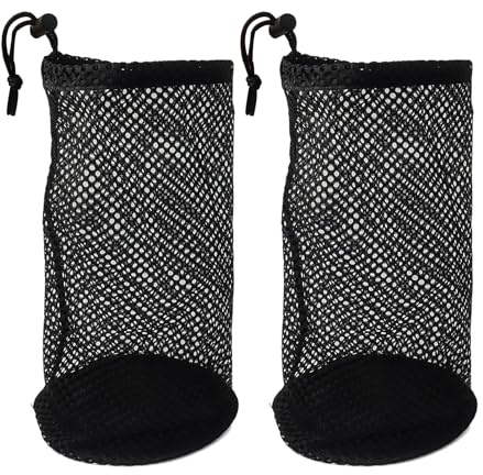 Klmnop 2Pcs Golf Ball Bag, Nylon Mesh Golf Ball Pouch Holds 48-56 Balls, Golf Balls Tee Pouch with Drawstring Storage Bag