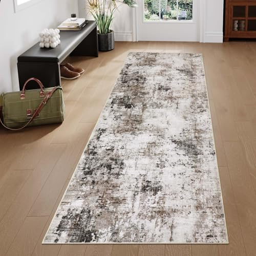Homcomodar Moderno Passatoia Tappeto Corridoio Marrón Tappeti 60x240cm Cucina Antiscivolo Lavabile in Lavatrice Tapette Camera da Letto Pelo Lungo