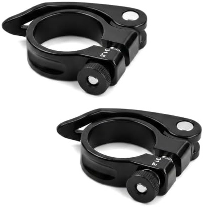2 piezas Abrazaderas de sillín, Resistente y duradero abrazaderas de sillín de aleación de aluminio, Ajustables Abrazaderas de sillín para bicicletas de montaña Carretera y Plegables (31.8mm)