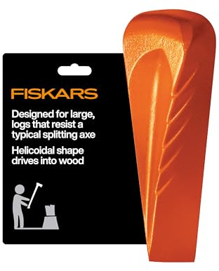 Fiskars Helix Splitting Wedge for Large, Stubborn Logs – Forged Steel Wood Splitting Wedge with Helicoidal Profile, 1.75 x 8.5 x 2.25