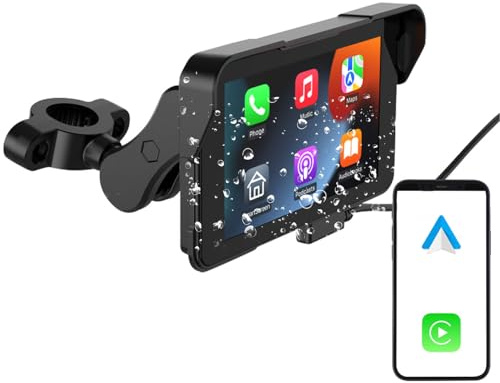 Lescars Motorrad Navigation: Motorrad-Navi-Display mit 5/12 cm, CarPlay- & Android Auto-kompatibel (Bildschirm, Navigationsgeräte, Fahrrad)
