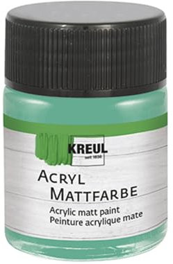 Kreul 75543 - Acryl Mattfarbe, mintgrün im 50 ml Glas, cremig deckende, schnelltrocknende Farbe auf Wasserbasis, für viele verschiedene Untergründe geeignet