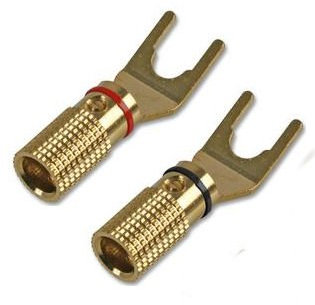 Cables 4 ALL Premium 8 x Terminal Spade connectors for Speaker Connections/Gold/Fits up to 8mm Speaker Posts