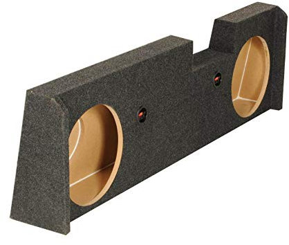 Q Power Dual 12in Underseat Downfire Subwoofer Enclosure, Sub Box Compatible with Chevy Silverado Crew Cab and GMC Sierra Crew Cab 2014-2018