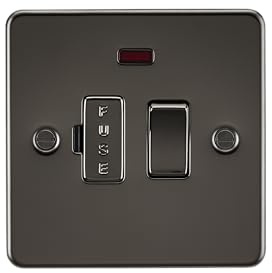 Knightsbridge FP6300NGM 13 A Flat Plate Switched Fused Spur Unit with Neon, Gun Metal