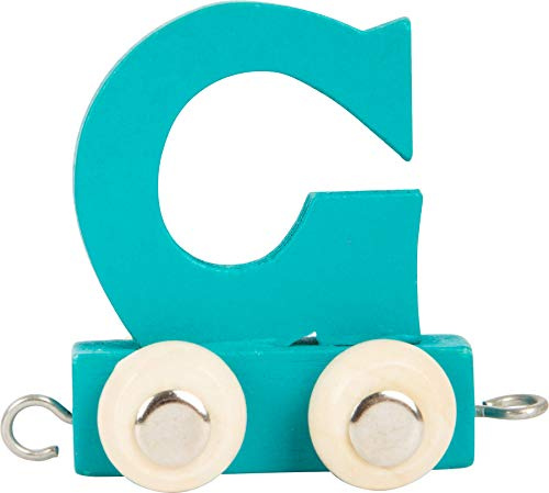 Buchstabenzug bunt | bunte Lok - farbige Waggons | Wunschname zusammenstellen | Holzeisenbahn | EbyReo® Namenszug aus Holz | personalisierbar | auch als Geschenk Set (Farbe Türkis, Buchstabe G)