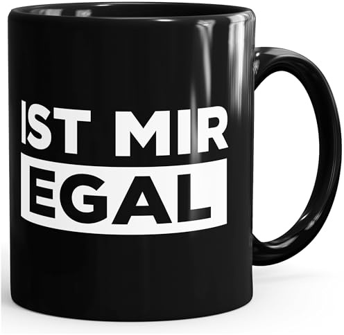 MoonWorks Kaffee-Tasse mit Spruch Ist mir Egal einfarbig Schwarz unisize