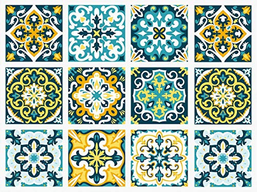 Oedim Teppich blau quadratische Fliesen PVC | 95x95cm | PVC-Teppich | Vinylboden | Dekoration