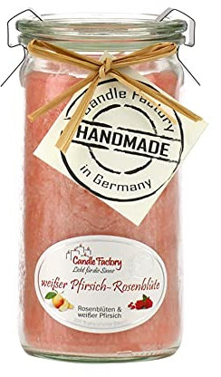Candle Factory - Mini Jumbo Duftkerze im Weckglas Duft: Weißer Pfirsich - Rosenblüte