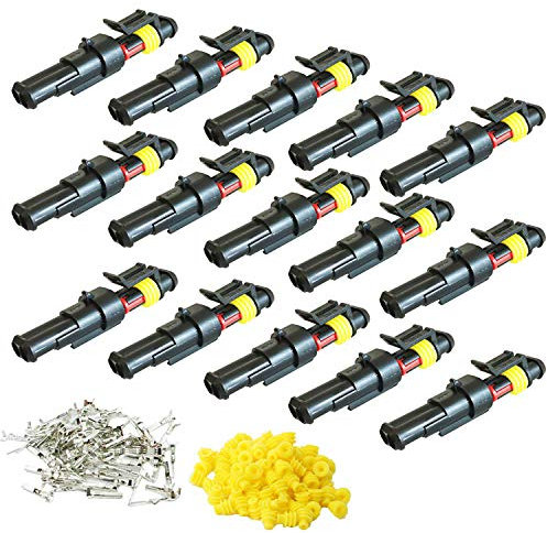 CESFONJER 15 Set 2 Poliger Stecker Steckverbinder Wasserdicht Schnellverbinder IP67 AMP PA66 Nylon Steckdose Set für KFZ LKW Auto Kayak Boote Roller Motorrad