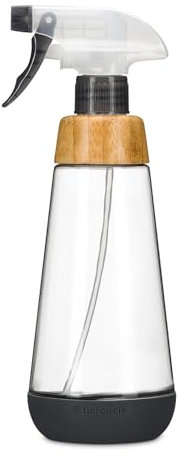 Full Circle Bottle Service Vaporisateur en Verre avec Diffuseur Réglable pour Produits de Nettoyage ou pour l'Entretien des Plantes - Vapo réutilisable, Goulot en Bambou, Base en Silicone - 475 ml