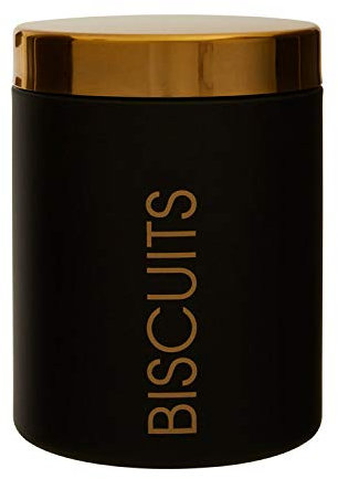 Premier Housewares Liberty Biscuit Canister, Storage, Enamel, Black