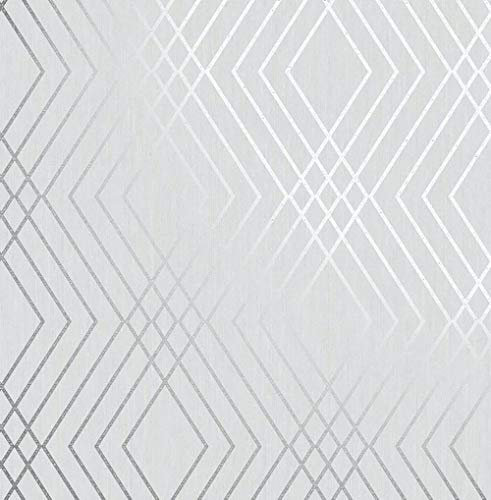 Shard Trellis Wallpaper Silver Grey Geometric Metallic Fine Decor from YöL