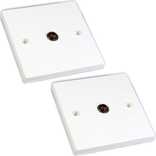 Loops 2 Pack | Single Aerial Coaxial Socket Wall Plate | 1 Gang | TV Female Outlet Faceplate | Solder UHF Satellite Signal Output Module