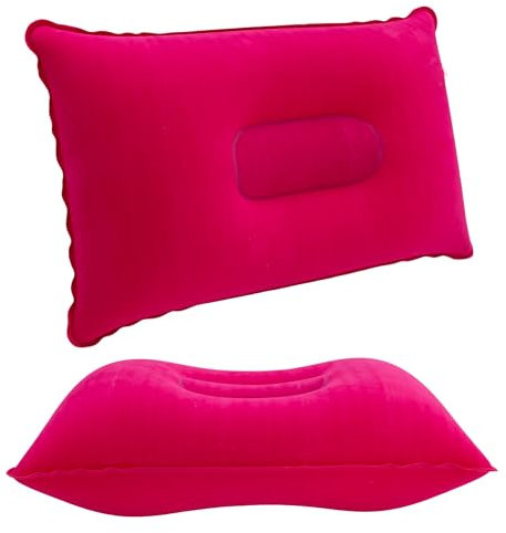 INTIRILIFE Aufblasbares Kissen in PINK - 32 x 21 cm- Rechteckiges Kopfkissen zum Aufblasen mit ergonomischer Form- bequem Schlafen - weiches Material, perfekt zum Campen, Ausflüge, Reisen, Luftkissen