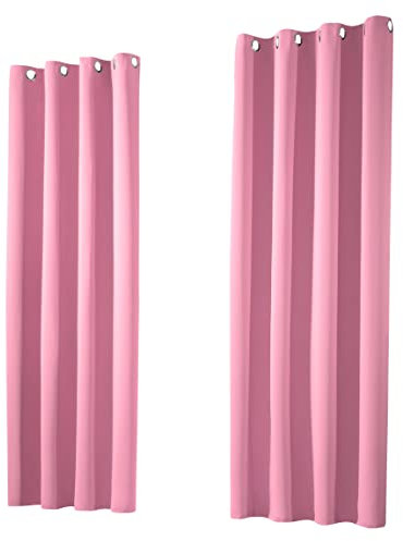 heimtexland ® 1 Paar Thermo- Verdunklungsgardinen Ösenschal Vorhänge Verdunkelnd Isolierend Blickdicht Verdunkelungsvorhänge HxB 245x135 Rosa Typ139