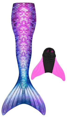 BAWADE Meerjungfrauenschwanz zum Schwimmen mit Meerjungfrau Flosse 110-170cm Höhe-Neues dickeres Gewebe, verschleißfester