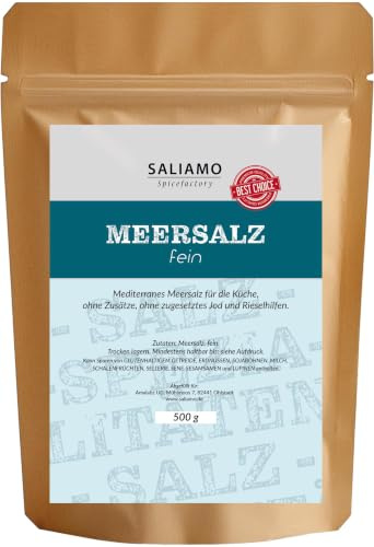500g Mediterranes Meersalz fein, frei von Zusätzen ohne zugesetztes Jod oder Rieselhilfe | Saliamo