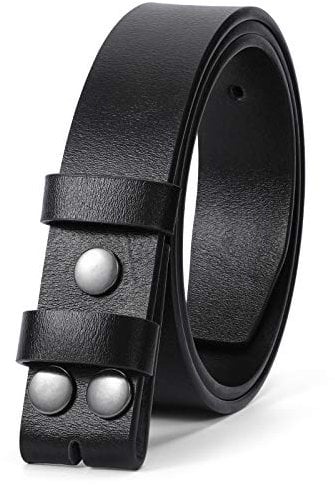 WERFORU Snap Buckle Belt For Men Replacement Leather Belt Strap Without Buckle Strap 1.5 Inch Wide Black
