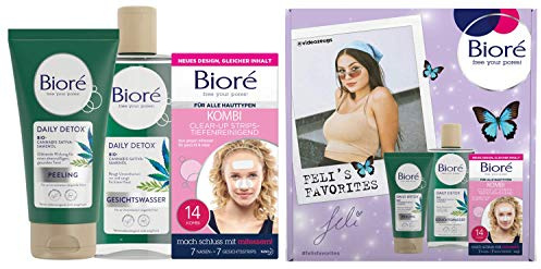 Biore Feli's Favorites Vorteils-Set - Clear-Up Strips für Nase und Gesicht, Gesichtspeeling und Gesichtswasser - Tiefenreinigung für die Haut, 700 g