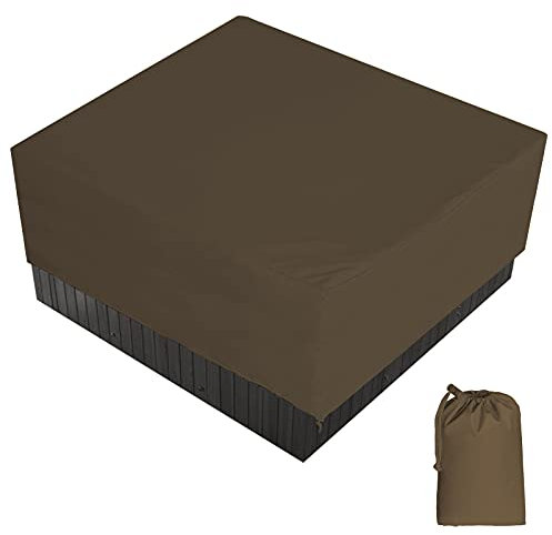 AMGJ Copertura Square per Spa Copertura per Vasca Idromassaggio da Giardino Copertura Protettiva per Piscina con Una Borsa di Stoccaggio 7 Taglie a Scelta,caffè,220x220x90cm