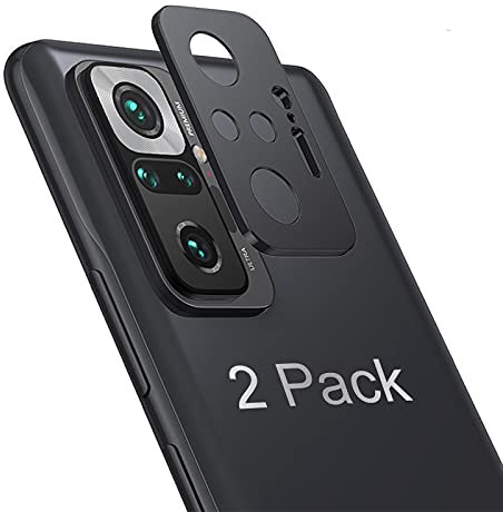 GIOPUEY Protector Cámara Compatible con Xiaomi Redmi Note 10 Pro, [2 Pack] Protector Metálico de la Cámara [Resistente a Rayones] [No interfiere en el Tiro] [Fácil de Instalar] - Negro